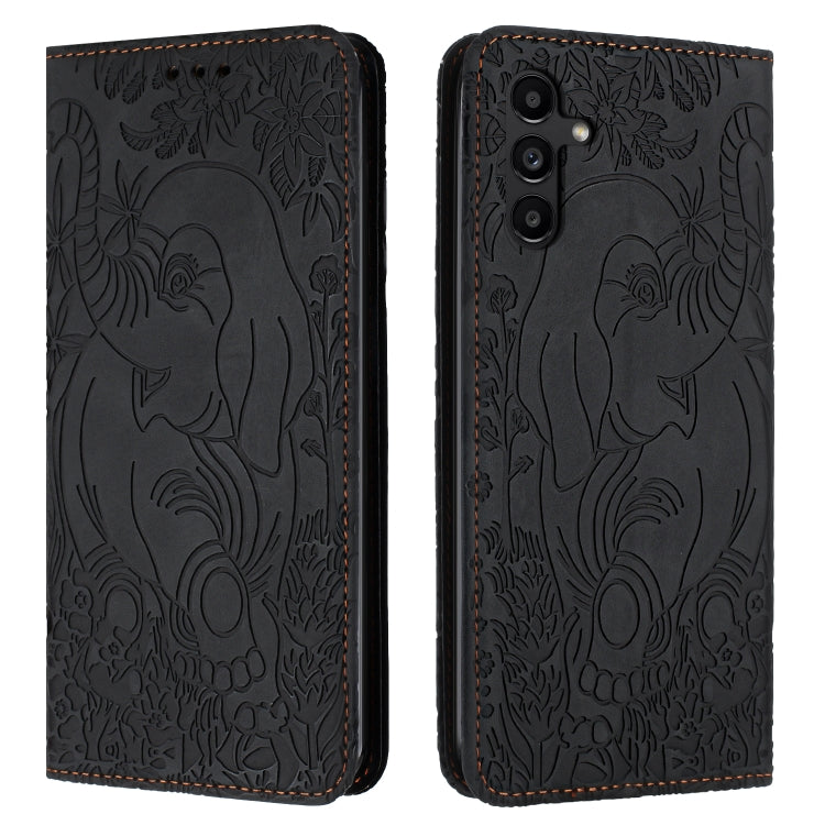 For Samsung Galaxy S25 5G Retro Elephant Embossed Leather Phone Case(Black) by buy2fix