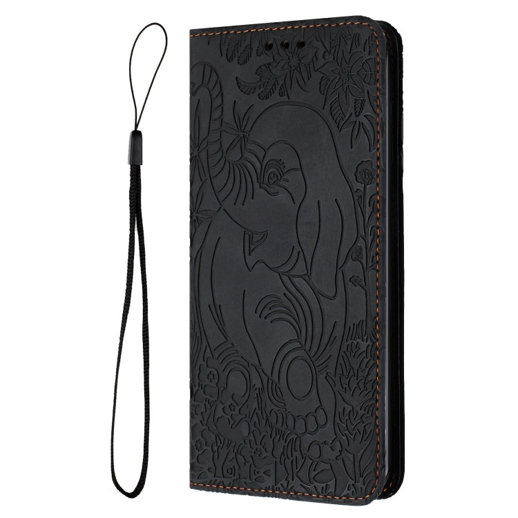 For Samsung Galaxy S25 5G Retro Elephant Embossed Leather Phone Case(Black) by buy2fix
