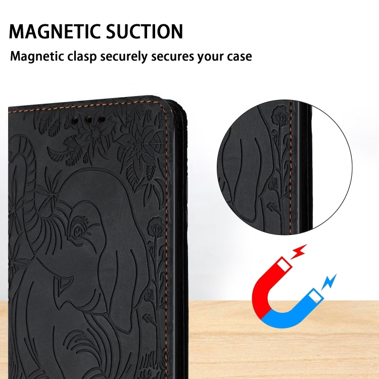 For Samsung Galaxy S25 5G Retro Elephant Embossed Leather Phone Case(Black) by buy2fix