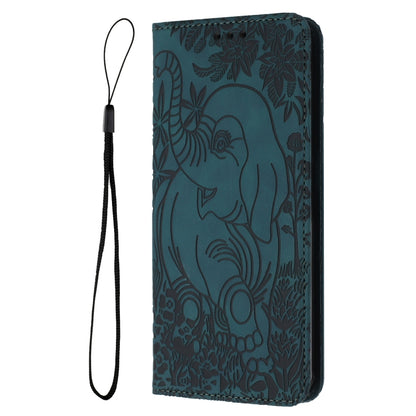 For Samsung Galaxy S25 5G Retro Elephant Embossed Leather Phone Case(Green) by buy2fix