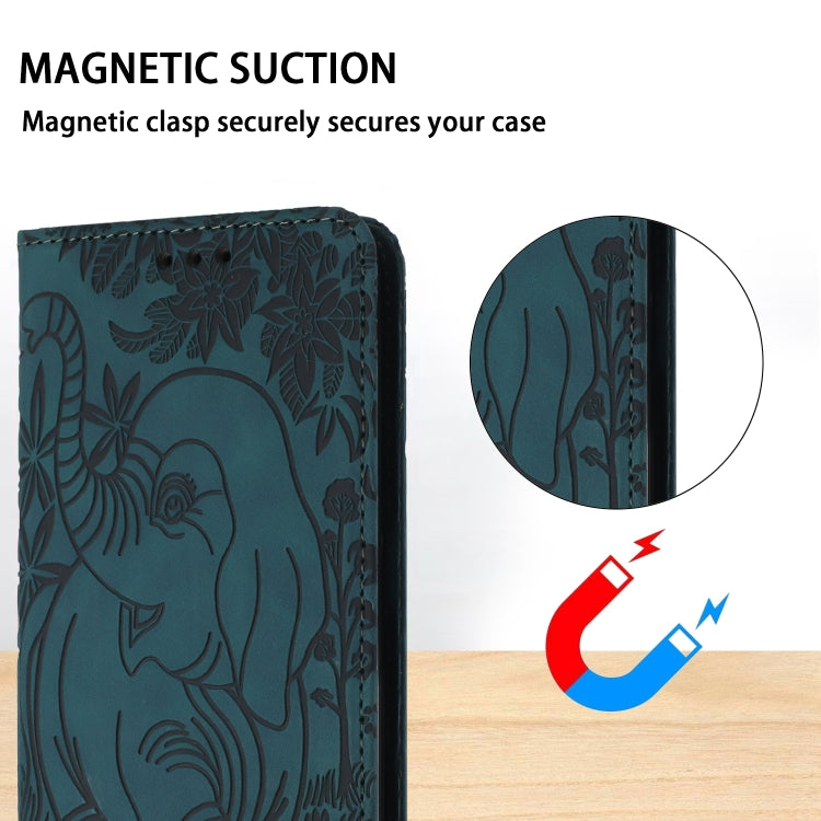 For Samsung Galaxy S25 5G Retro Elephant Embossed Leather Phone Case(Green) by buy2fix
