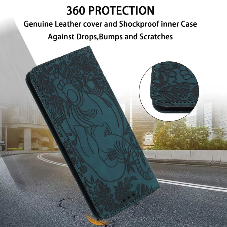 For Samsung Galaxy S25 5G Retro Elephant Embossed Leather Phone Case(Green) by buy2fix