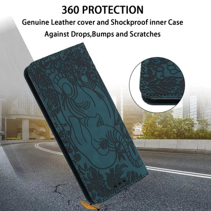 For Samsung Galaxy S25 5G Retro Elephant Embossed Leather Phone Case(Green) by buy2fix