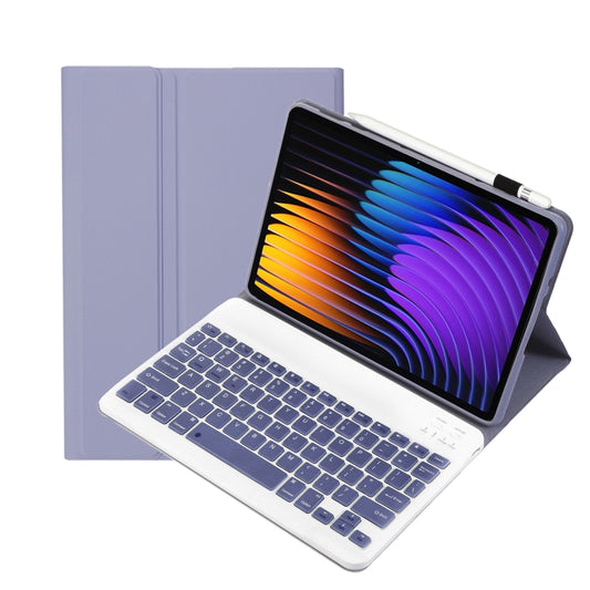 For Xiaomi Pad 7 / 7 Pro 11.2 inch A0N13 Ultra-thin Detachable Bluetooth Keyboard Leather Tablet Case(Lavender White) - For Xiaomi by buy2fix | Online Shopping UK | buy2fix