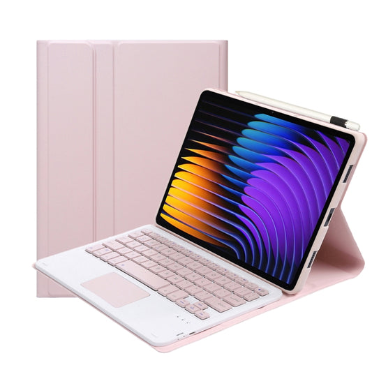 For Xiaomi Pad 7 / 7 Pro 11.2 inch A0N13-A Ultra-thin Detachable Bluetooth Keyboard Leather Tablet Case with Touchpad(Pink White) - For Xiaomi by buy2fix | Online Shopping UK | buy2fix