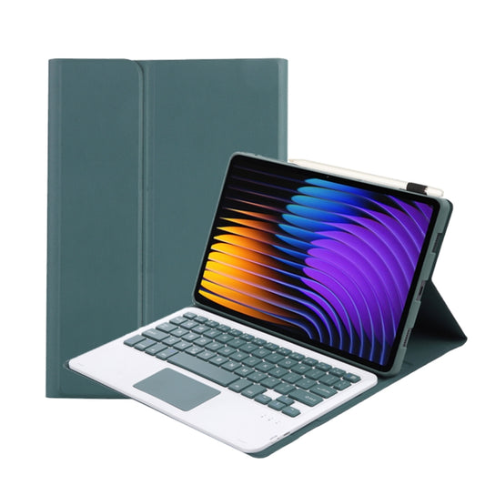 For Xiaomi Pad 7 / 7 Pro 11.2 inch A0N13-A Ultra-thin Detachable Bluetooth Keyboard Leather Tablet Case with Touchpad(Dark Green) - Xiaomi Keyboard by buy2fix | Online Shopping UK | buy2fix