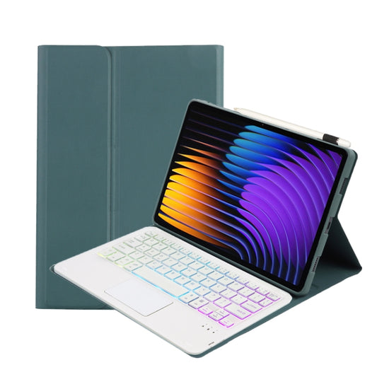 For Xiaomi Pad 7 / 7 Pro 11.2 inch A0N13-AS Ultra-thin Detachable Backlight Bluetooth Keyboard Leather Tablet Case with Touchpad(Dark Green) - Xiaomi Keyboard by buy2fix | Online Shopping UK | buy2fix