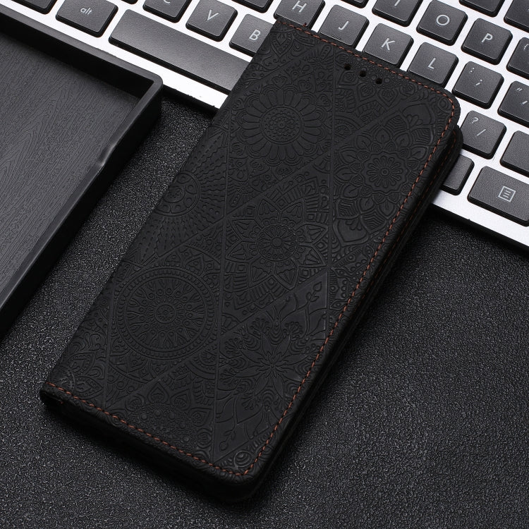 For Samsung Galaxy S25 Ultra 5G Ethnic Embossed Adsorption Leather Phone Case(Black) by buy2fix