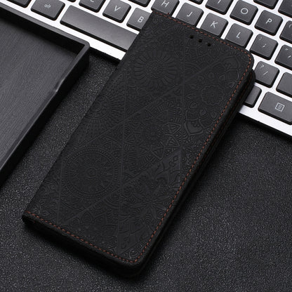 For Samsung Galaxy S25 Ultra 5G Ethnic Embossed Adsorption Leather Phone Case(Black) by buy2fix