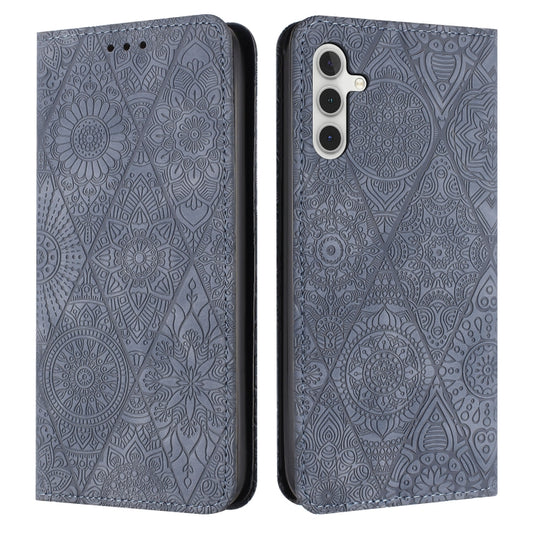 For Samsung Galaxy S25+ 5G Ethnic Embossed Adsorption Leather Phone Case(Grey) by buy2fix