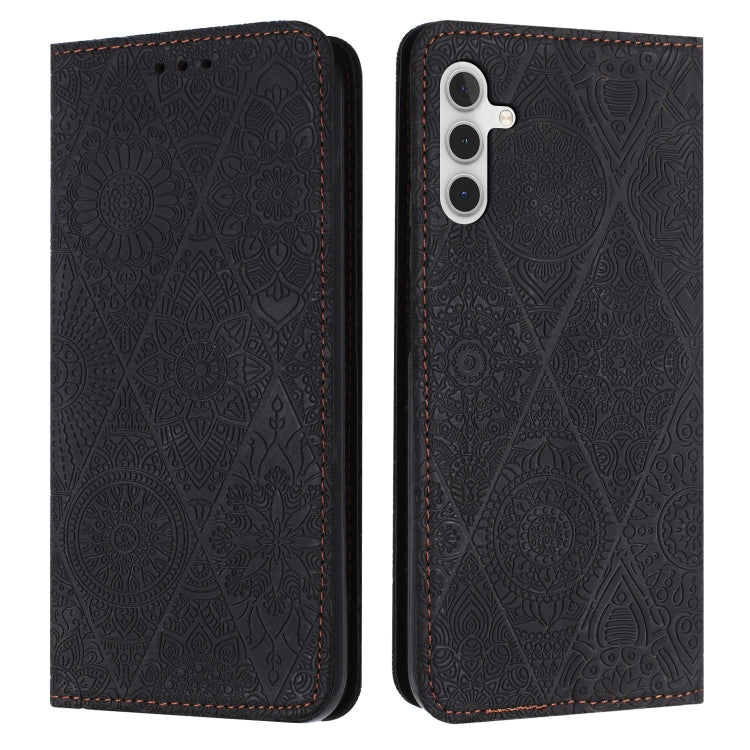 For Samsung Galaxy S25+ 5G Ethnic Embossed Adsorption Leather Phone Case(Black) by buy2fix