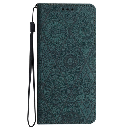 For Samsung Galaxy S25 5G Ethnic Embossed Adsorption Leather Phone Case(Blue) by buy2fix