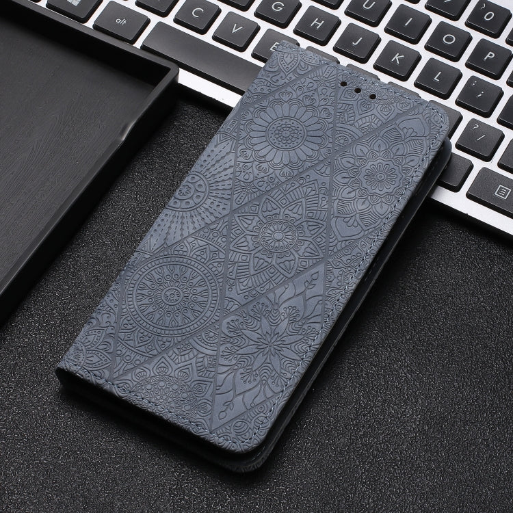 For Samsung Galaxy S25 5G Ethnic Embossed Adsorption Leather Phone Case(Grey) by buy2fix
