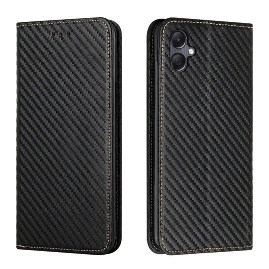 For Samsung Galaxy A06 4G Carbon Fiber Texture Magnetic Flip Leather Phone Case(Black)