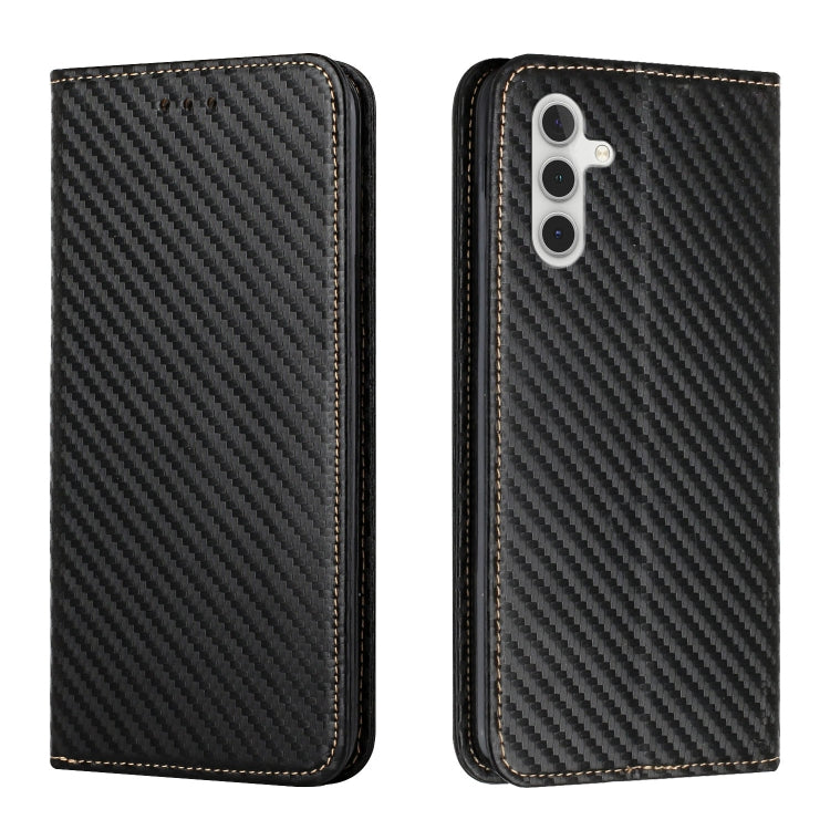 For Samsung Galaxy S25 5G Carbon Fiber Texture Magnetic Flip Leather Phone Case(Black) by buy2fix