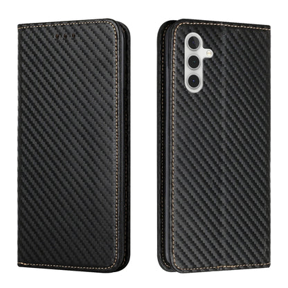 For Samsung Galaxy S25 5G Carbon Fiber Texture Magnetic Flip Leather Phone Case(Black) by buy2fix