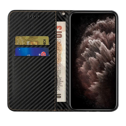For Samsung Galaxy S25 5G Carbon Fiber Texture Magnetic Flip Leather Phone Case(Black) by buy2fix