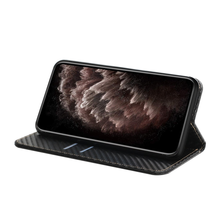 For Samsung Galaxy S25 5G Carbon Fiber Texture Magnetic Flip Leather Phone Case(Black) by buy2fix