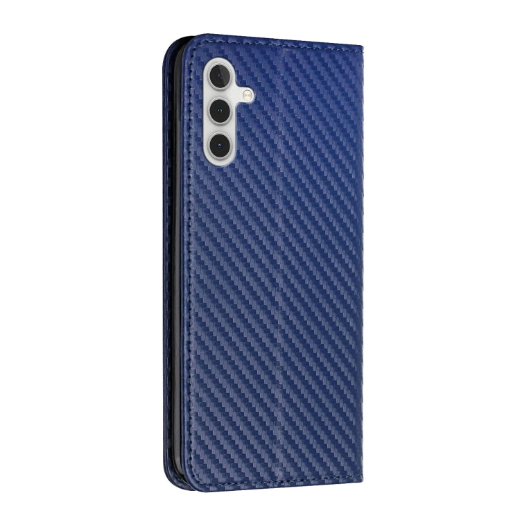 For Samsung Galaxy S25 5G Carbon Fiber Texture Magnetic Flip Leather Phone Case(Blue) by buy2fix