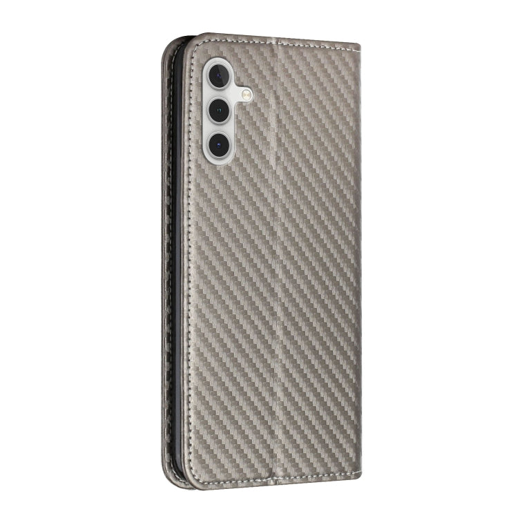 For Samsung Galaxy S25 5G Carbon Fiber Texture Magnetic Flip Leather Phone Case(Grey) by buy2fix