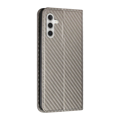 For Samsung Galaxy S25 5G Carbon Fiber Texture Magnetic Flip Leather Phone Case(Grey) by buy2fix