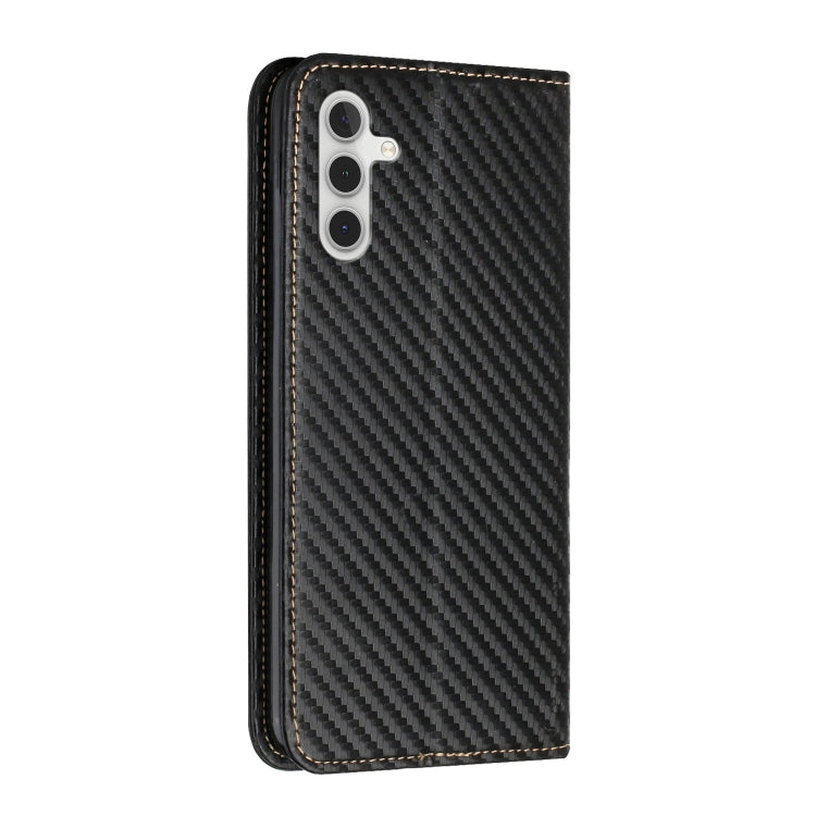 For Samsung Galaxy S25+ 5G Carbon Fiber Texture Magnetic Flip Leather Phone Case(Black) by buy2fix