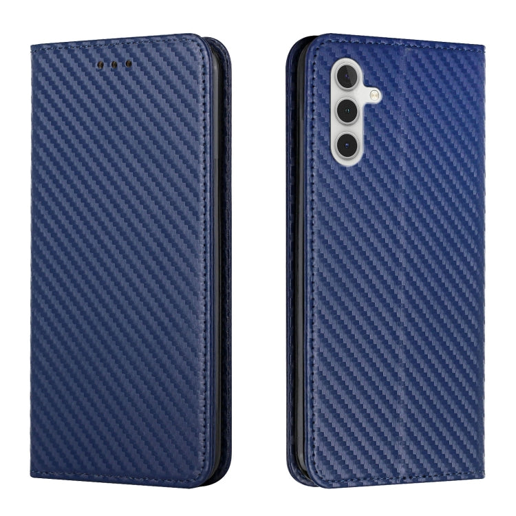 For Samsung Galaxy S25+ 5G Carbon Fiber Texture Magnetic Flip Leather Phone Case(Blue) by buy2fix