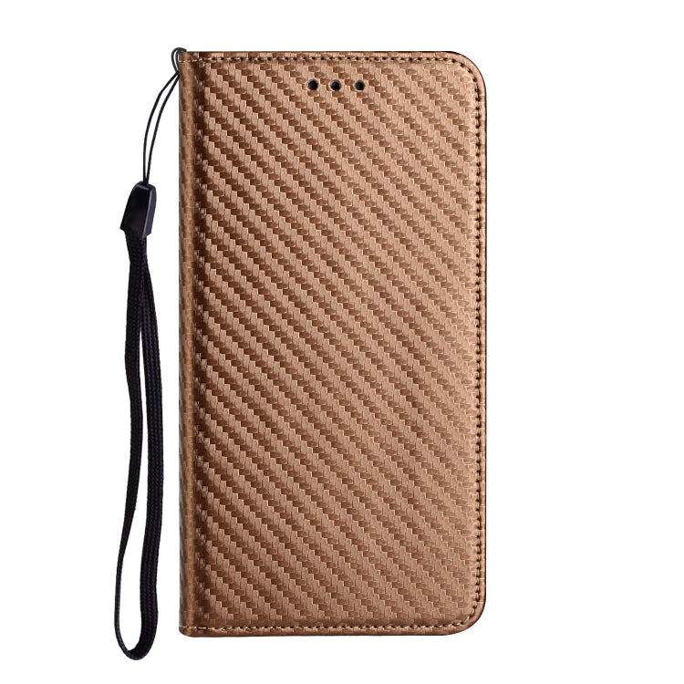 For Samsung Galaxy S25+ 5G Carbon Fiber Texture Magnetic Flip Leather Phone Case(Brown) by buy2fix