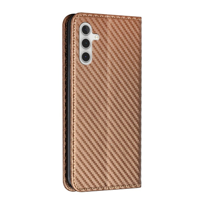 For Samsung Galaxy S25+ 5G Carbon Fiber Texture Magnetic Flip Leather Phone Case(Brown) by buy2fix