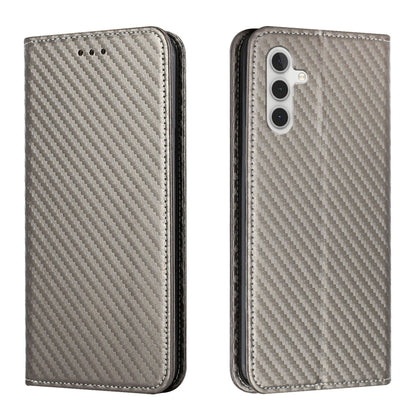 For Samsung Galaxy S25+ 5G Carbon Fiber Texture Magnetic Flip Leather Phone Case(Grey) by buy2fix