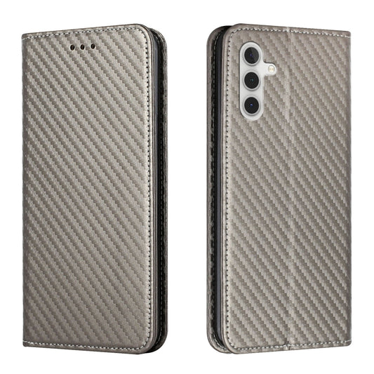 For Samsung Galaxy S25+ 5G Carbon Fiber Texture Magnetic Flip Leather Phone Case(Grey) by buy2fix