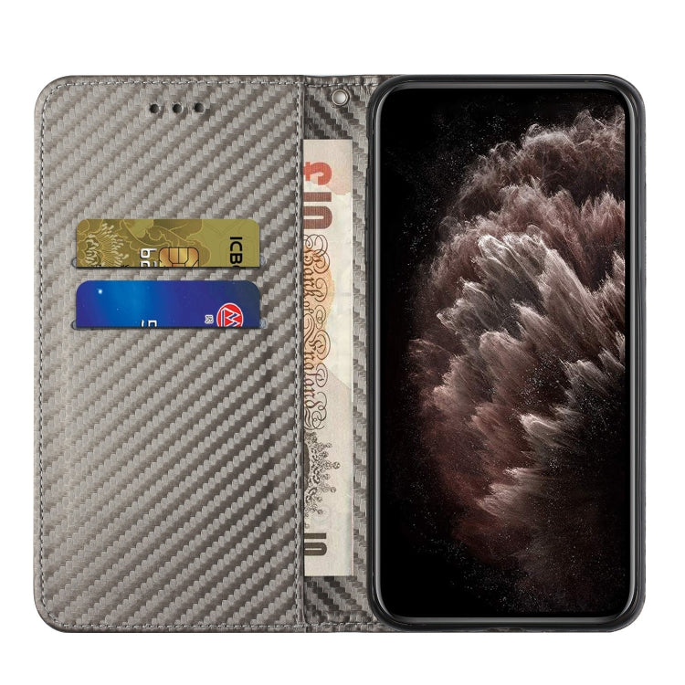 For Samsung Galaxy S25+ 5G Carbon Fiber Texture Magnetic Flip Leather Phone Case(Grey) by buy2fix