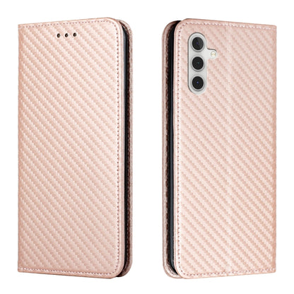 For Samsung Galaxy S25+ 5G Carbon Fiber Texture Magnetic Flip Leather Phone Case(Rose Gold) by buy2fix