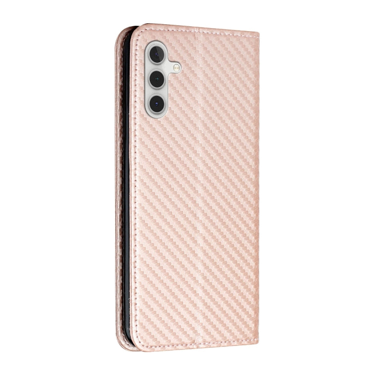 For Samsung Galaxy S25+ 5G Carbon Fiber Texture Magnetic Flip Leather Phone Case(Rose Gold) by buy2fix