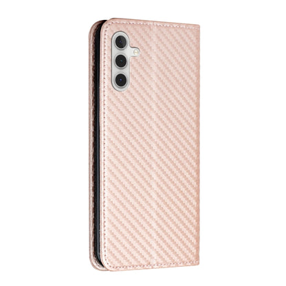 For Samsung Galaxy S25+ 5G Carbon Fiber Texture Magnetic Flip Leather Phone Case(Rose Gold) by buy2fix