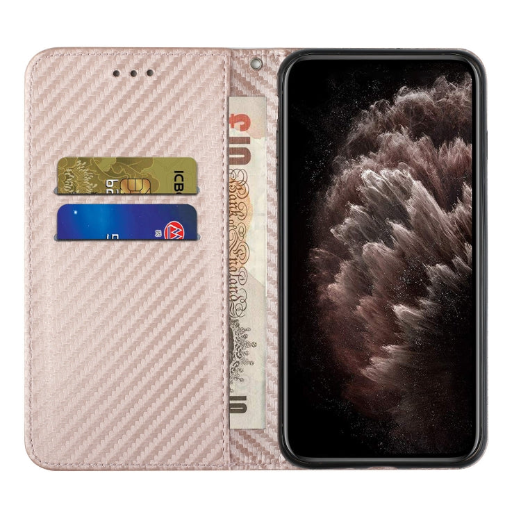 For Samsung Galaxy S25+ 5G Carbon Fiber Texture Magnetic Flip Leather Phone Case(Rose Gold) by buy2fix