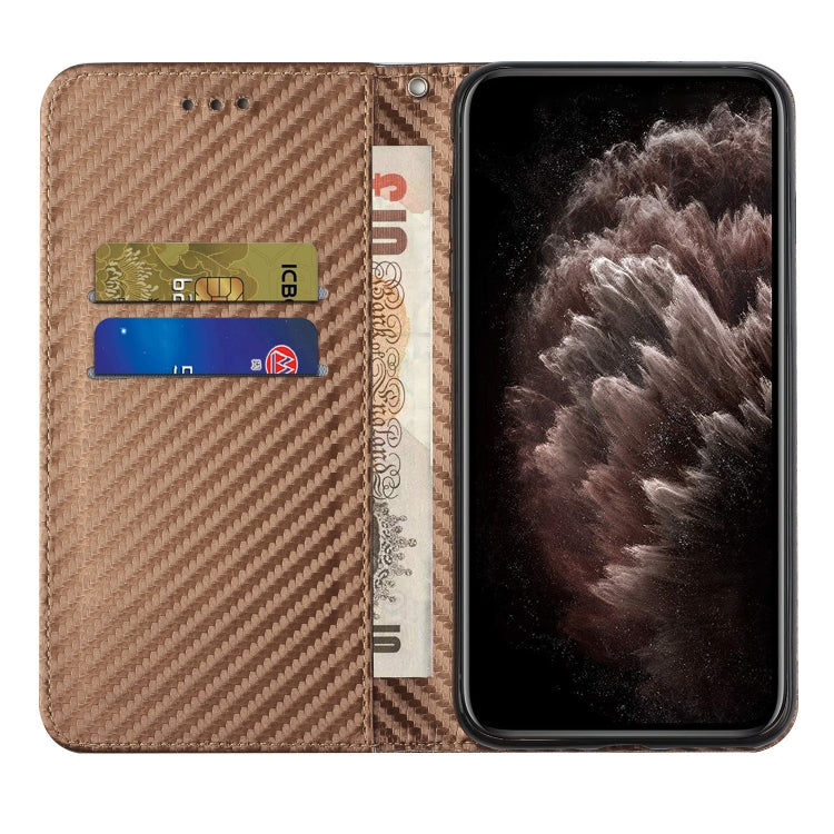 For Samsung Galaxy S25 Ultra 5G Carbon Fiber Texture Magnetic Flip Leather Phone Case(Brown) by buy2fix