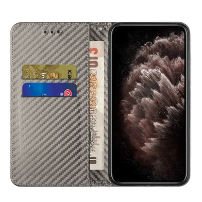 For Samsung Galaxy S25 Ultra 5G Carbon Fiber Texture Magnetic Flip Leather Phone Case(Grey) by buy2fix