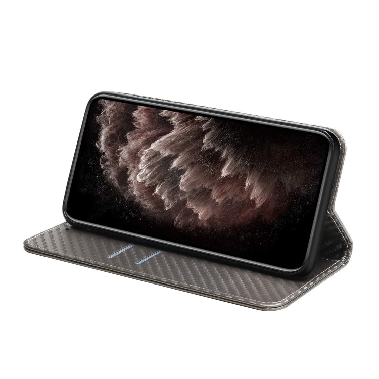 For Samsung Galaxy S25 Ultra 5G Carbon Fiber Texture Magnetic Flip Leather Phone Case(Grey) by buy2fix