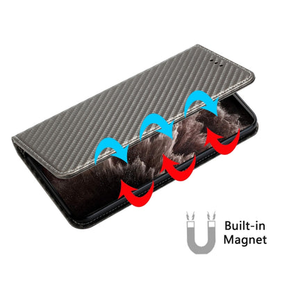 For Samsung Galaxy S25 Ultra 5G Carbon Fiber Texture Magnetic Flip Leather Phone Case(Grey) by buy2fix