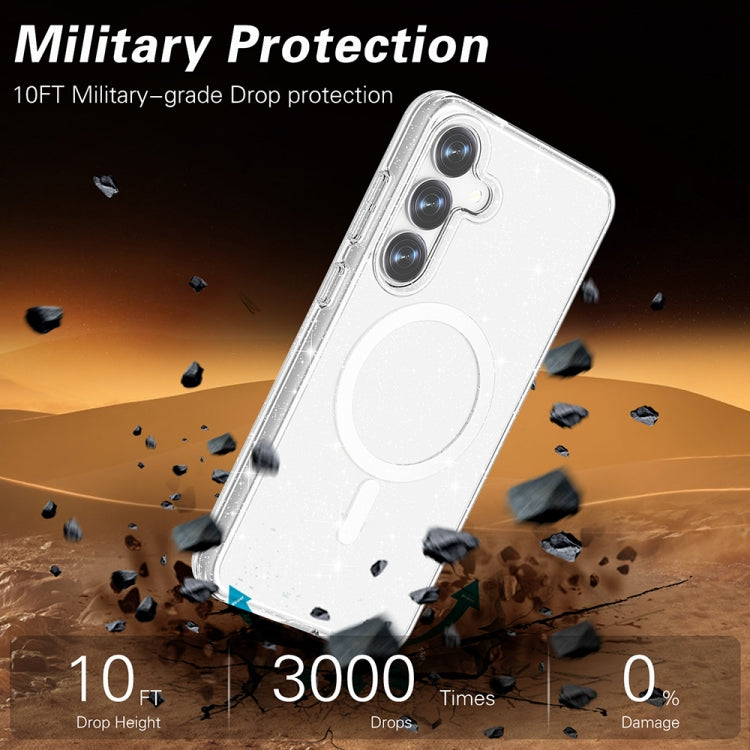 For Samsung Galaxy S25 5G Terminator MagSafe Magnetic Phone Case(Glitter White) by buy2fix