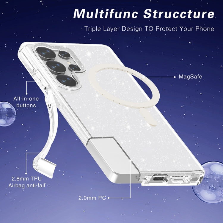 For Samsung Galaxy S25 Ultra 5G Terminator MagSafe Magnetic Phone Case(Glitter White) by buy2fix