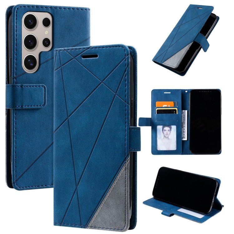 For Samsung Galaxy S25 Ultra 5G Skin Feel Splicing Leather Phone Case(Blue) by buy2fix