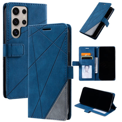 For Samsung Galaxy S25 Ultra 5G Skin Feel Splicing Leather Phone Case(Blue) by buy2fix