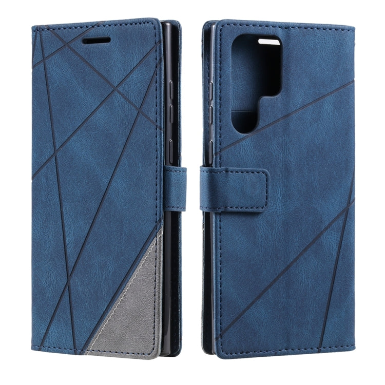 For Samsung Galaxy S25 Ultra 5G Skin Feel Splicing Leather Phone Case(Blue) by buy2fix