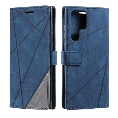For Samsung Galaxy S25 Ultra 5G Skin Feel Splicing Leather Phone Case(Blue) by buy2fix