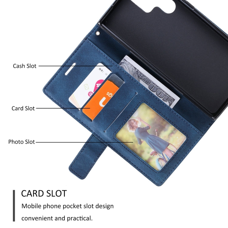 For Samsung Galaxy S25 Ultra 5G Skin Feel Splicing Leather Phone Case(Blue) by buy2fix