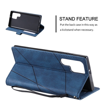 For Samsung Galaxy S25 Ultra 5G Skin Feel Splicing Leather Phone Case(Blue) by buy2fix