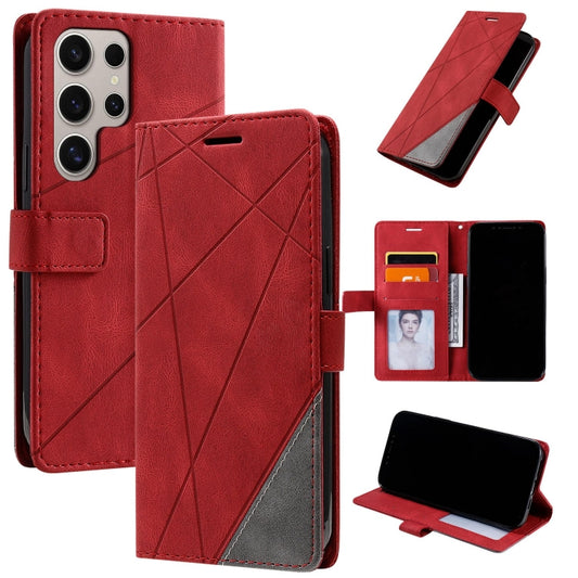 For Samsung Galaxy S25 Ultra 5G Skin Feel Splicing Leather Phone Case(Red) by buy2fix