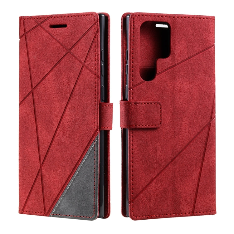 For Samsung Galaxy S25 Ultra 5G Skin Feel Splicing Leather Phone Case(Red) by buy2fix